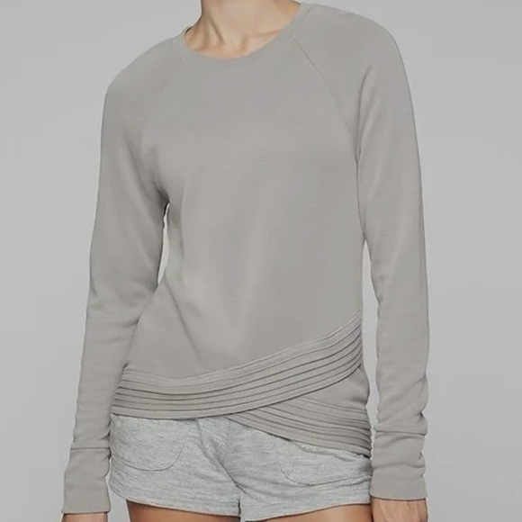 Athleta Serenity Criss Cross Sweatshirt Lightweight Grey - Picture 1 of 8